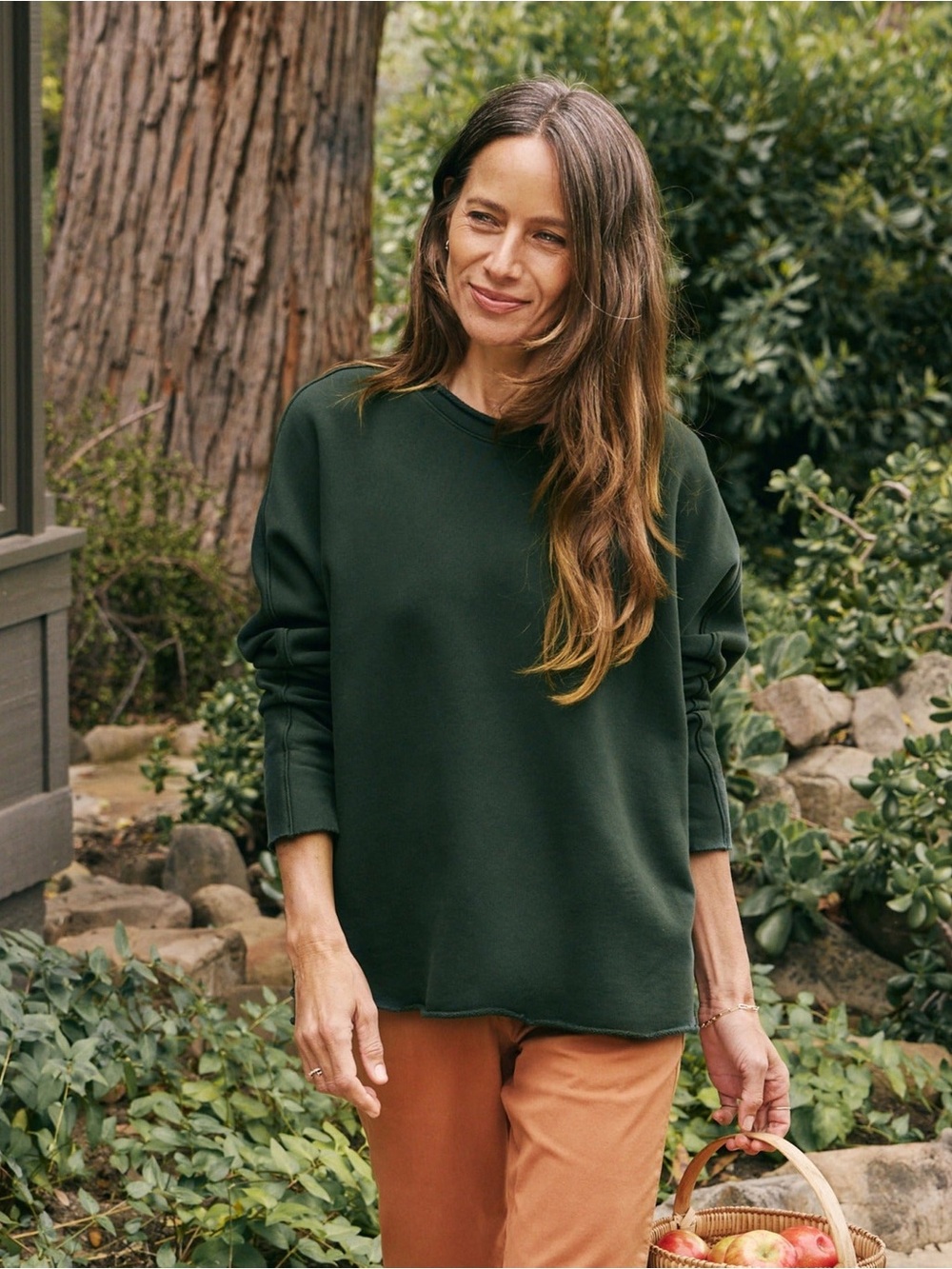 Frank & Eileen Anna Capelet Sweatshirt Large Green Pullover Quiet Luxury Minimal